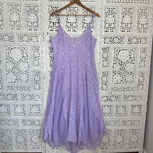 Vintage Intimate Attitudes Purple Lilac Lace Sequin Romantic Night Gown Sz XL